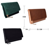 Collection of Manon Velvet Pouch Clutch Bags with measurements