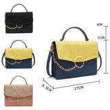 Collection of Chandra Colour Block Ring Bags with measurements