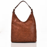 Front view tan Tori V Slouch Tote Bag
